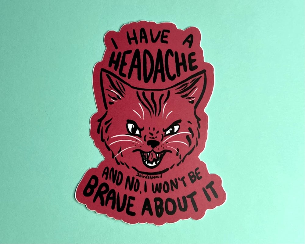 Image of Headache cat vinyl sticker
