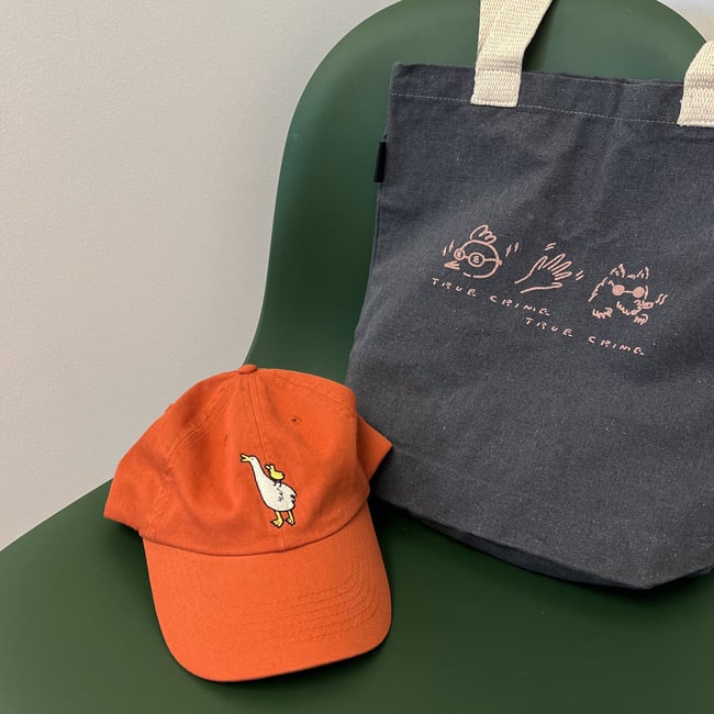 二週年再製雞掰郎！出塊帆布袋＋磚紅色鳥媽媽鳥寶寶帽組🧡