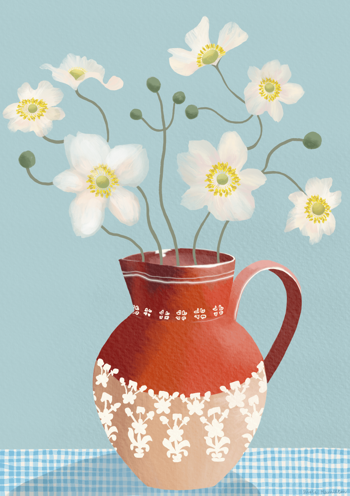 Anemones in Daisy Jug Print & Card