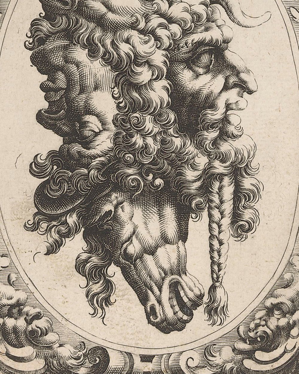 ''Two faces, a horse's head and a goat's head'' (1590 - 1660