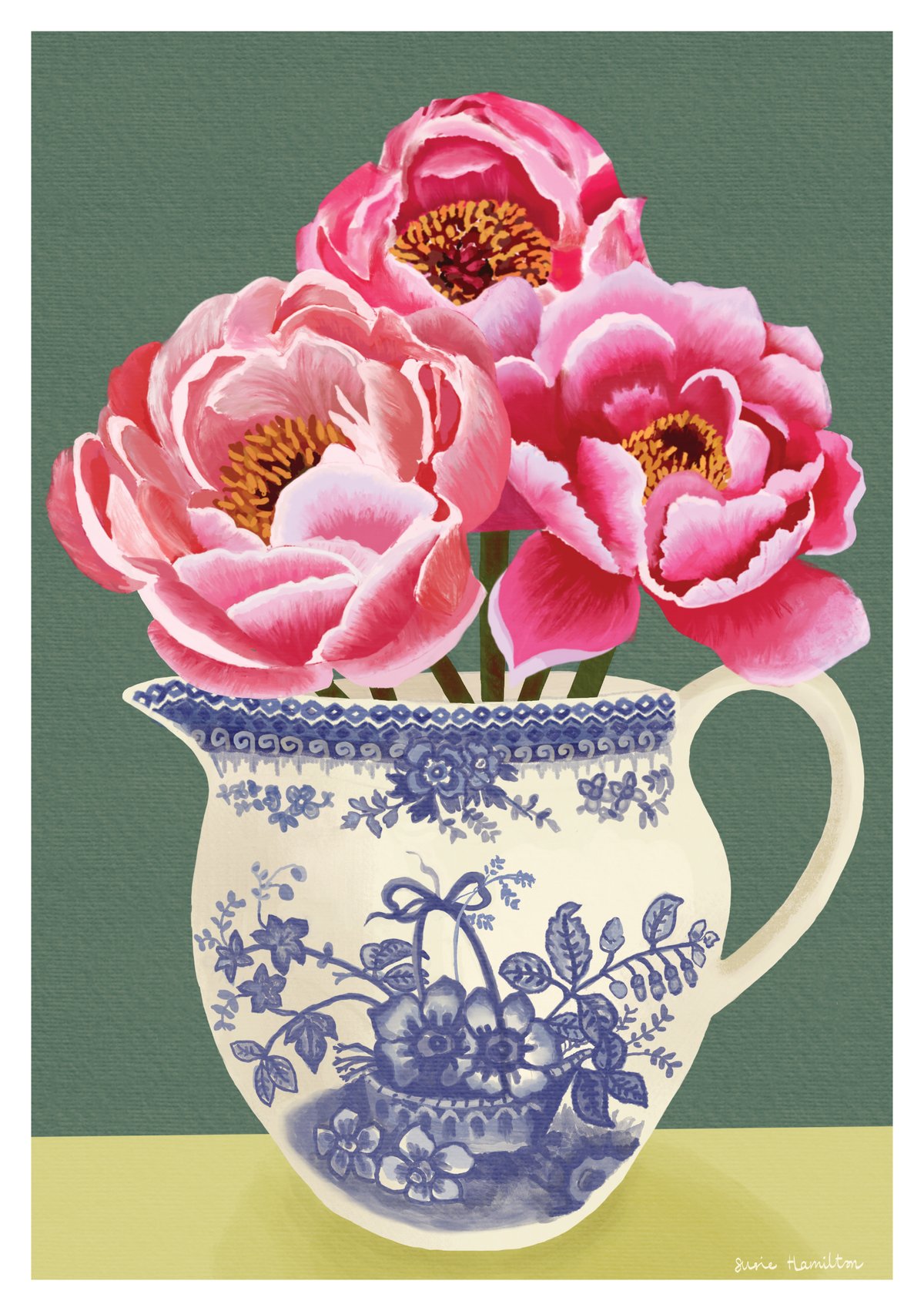 Peonies in Flora Jug Print & Card