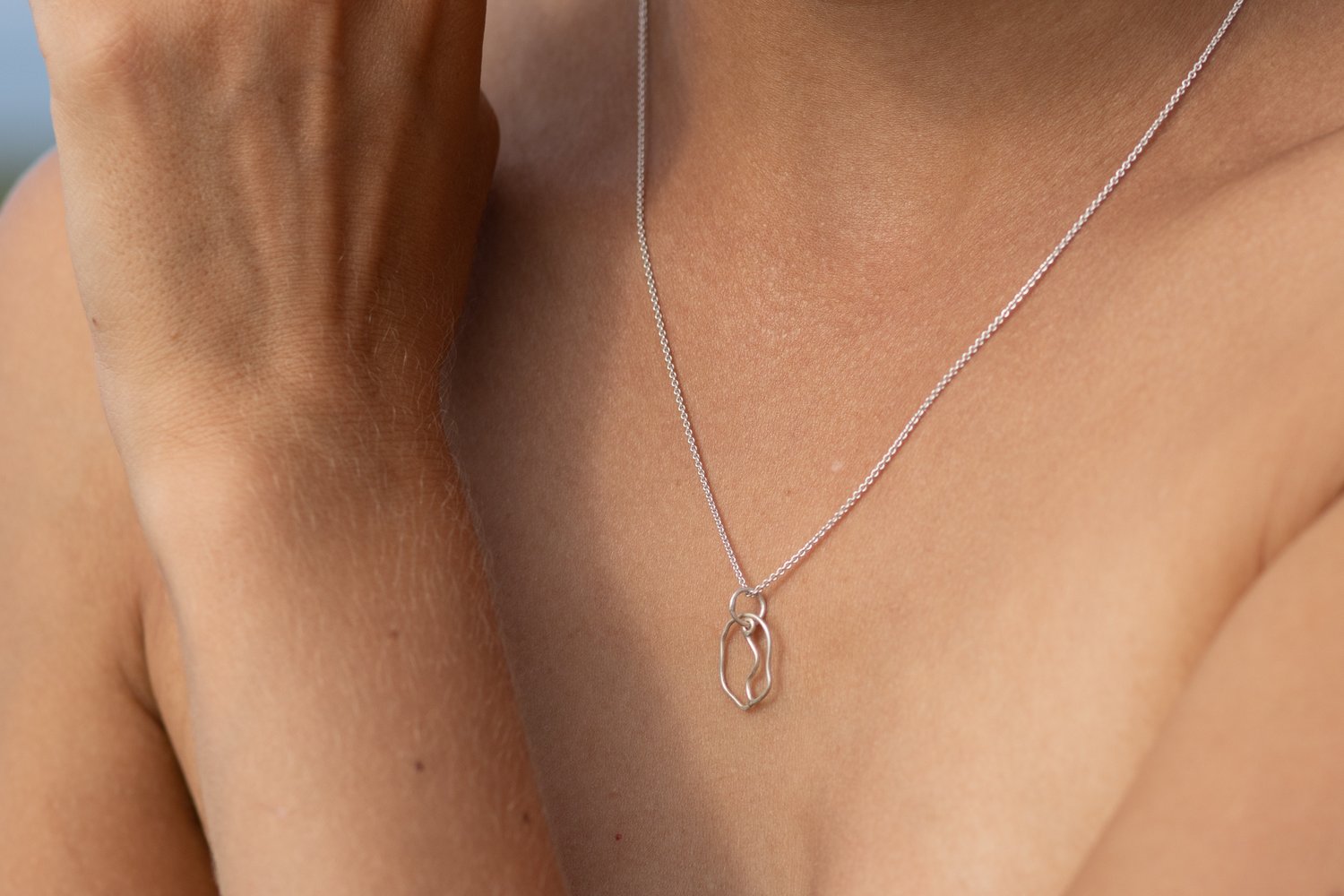 Image of Silver Vulva Wire Pendant Necklace