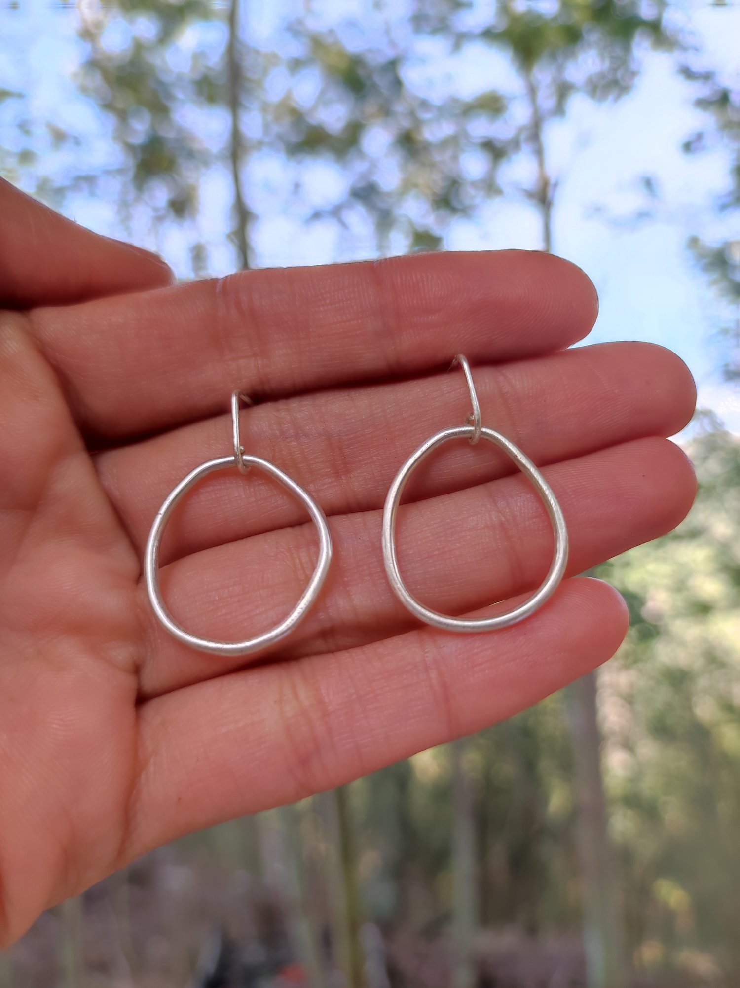 Image of Dangling Organic Shaped Circle Earrings