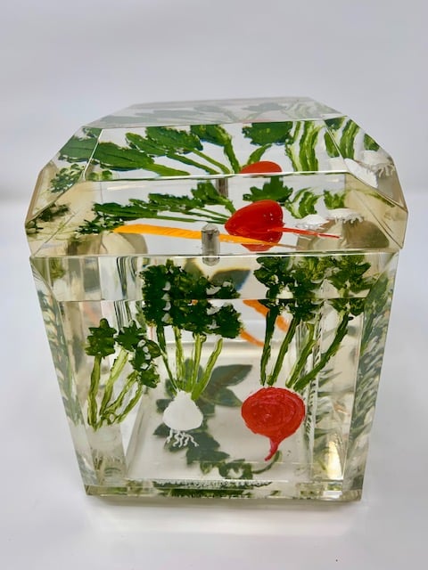 Image of Large Painted Vegetables Lucite Box