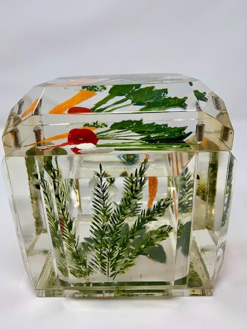 Image of Large Painted Vegetables Lucite Box
