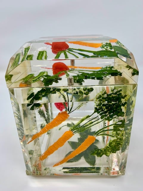 Image of Large Painted Vegetables Lucite Box