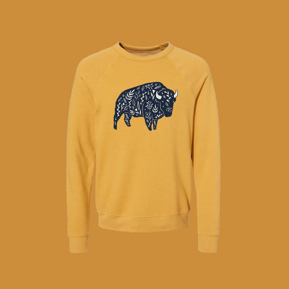 Image of Mustard floral bison sweatshirt