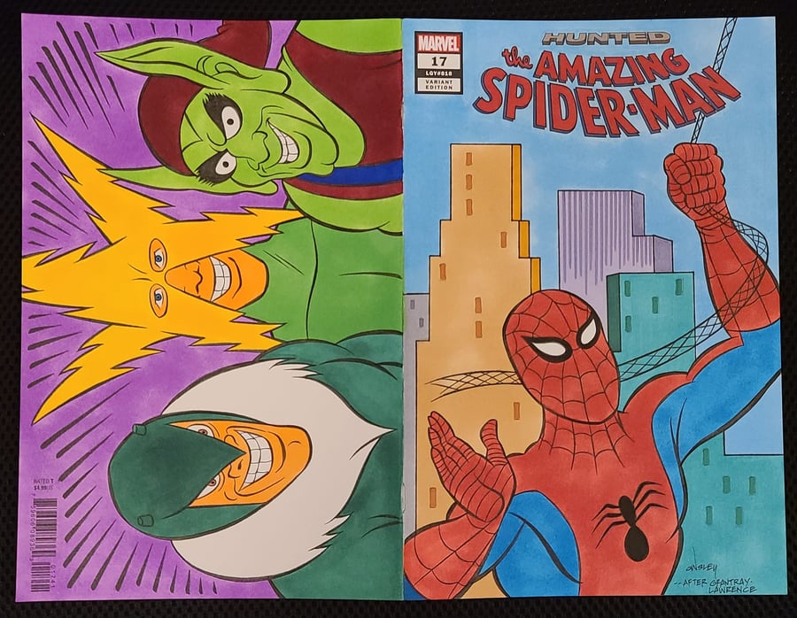 Image of SPIDER-MAN '67 ORIGINAL ART "WRAP-AROUND" SKETCH COVER! WALLOPIN' WEBSNAPPERS!