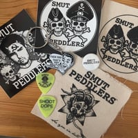 PATCHES, KEYCHAIN, GUITAR PICKS, BUTTONS, STICKERS - SMUT PEDDLERS FLAIR!