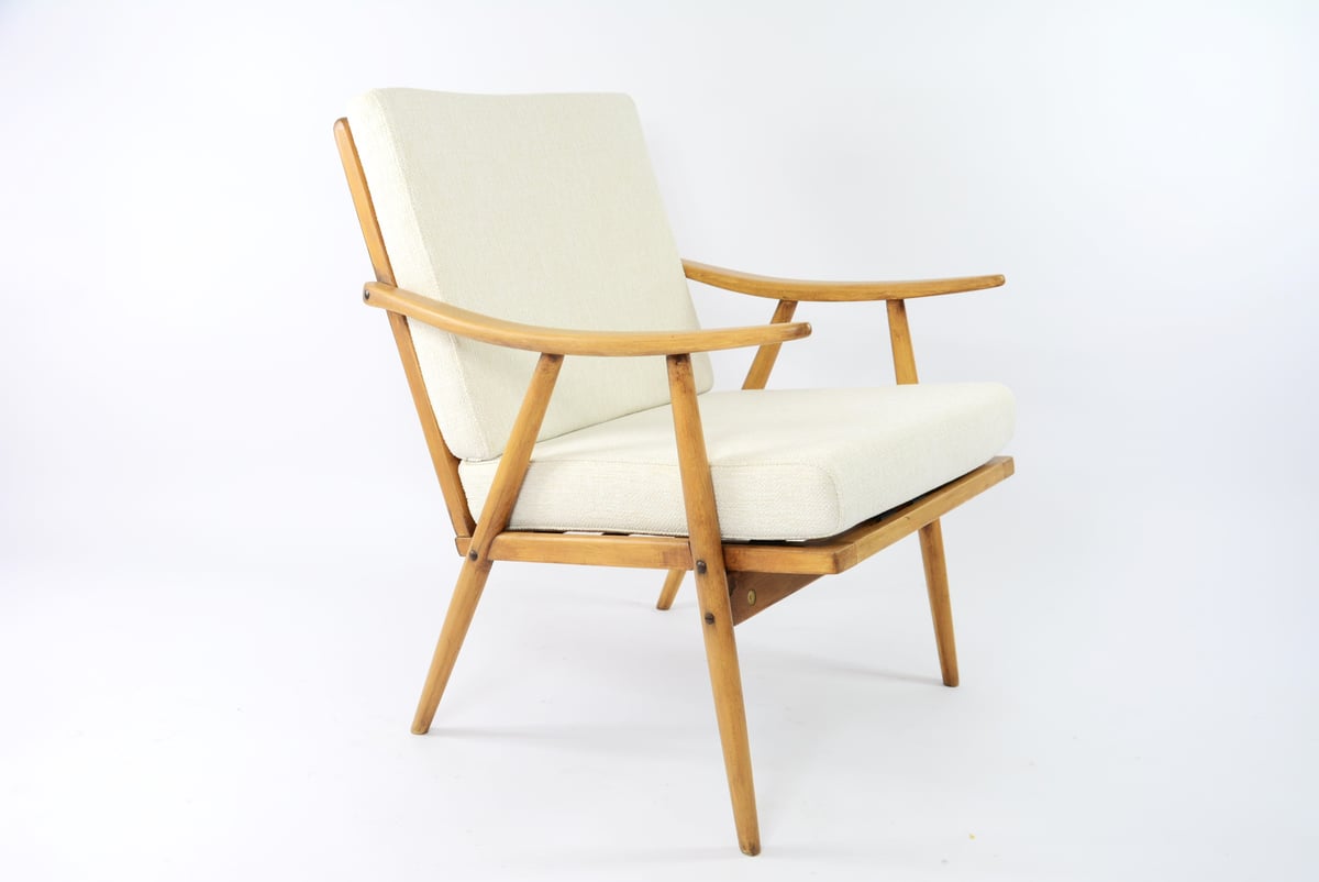 Image of Fauteuil Boomerang chiné crème