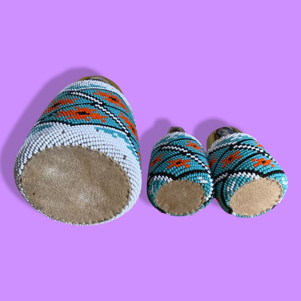 Paiute Beadwork on VTG Salt, Pepper, and Sugar Containers 