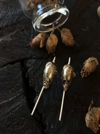 Image 1 of Snapdragon skull earrings - white bronze