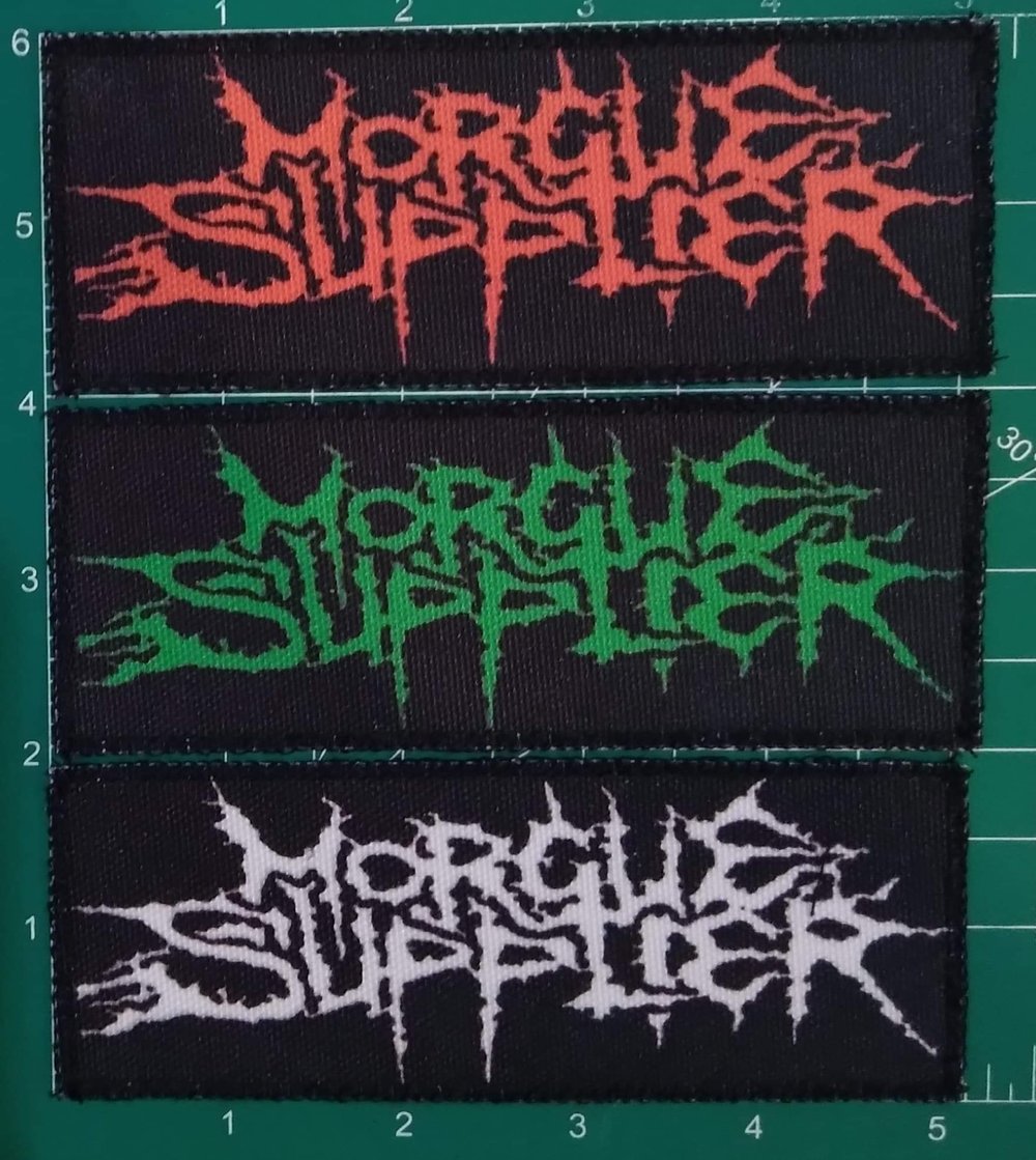Morgue Supplier (band) patch (Choose red/green/white)