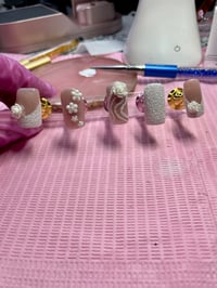 Image 4 of Short white sparkly French with flowers 