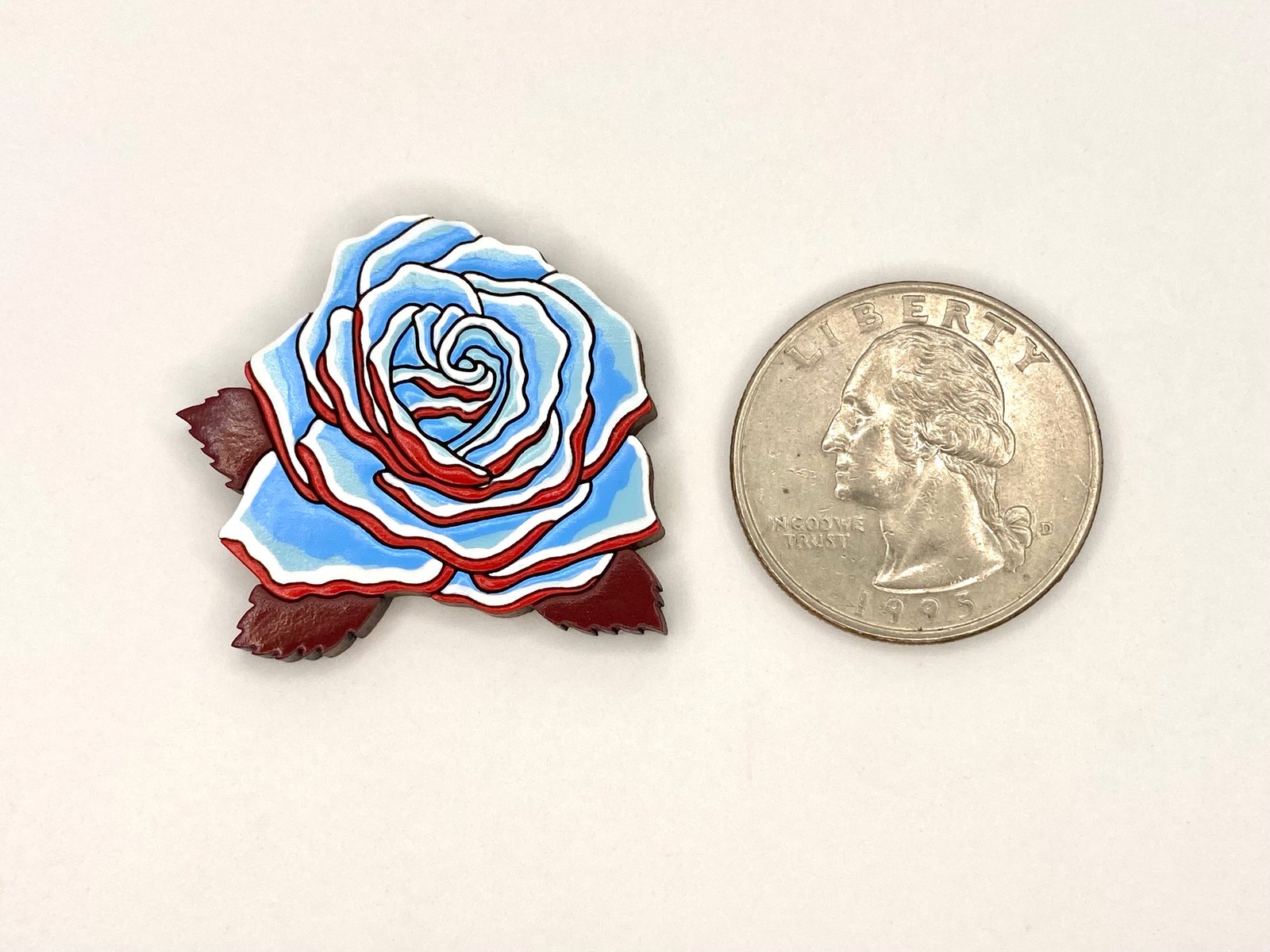 Winterland 78 Blue Rose Handmade Wooden Lapel Pin Days Between