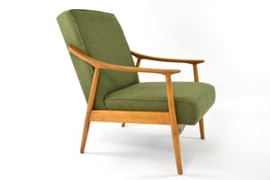 Image of Fauteuil courbé vert bouclette