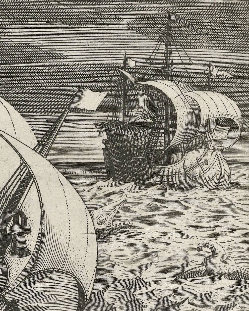 ''Sea monsters around a ship'' (1594 - 1598)