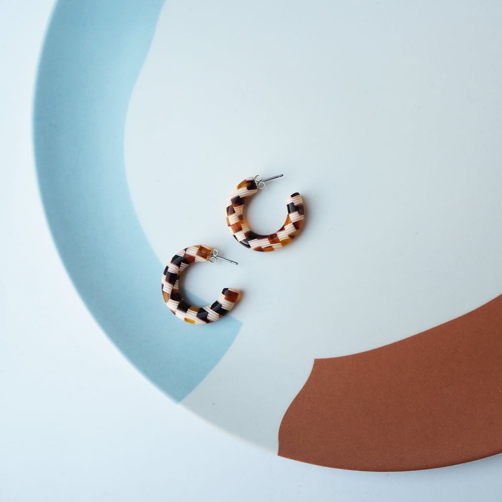 Image of *NEW* Honey Checker Hoop Earrings