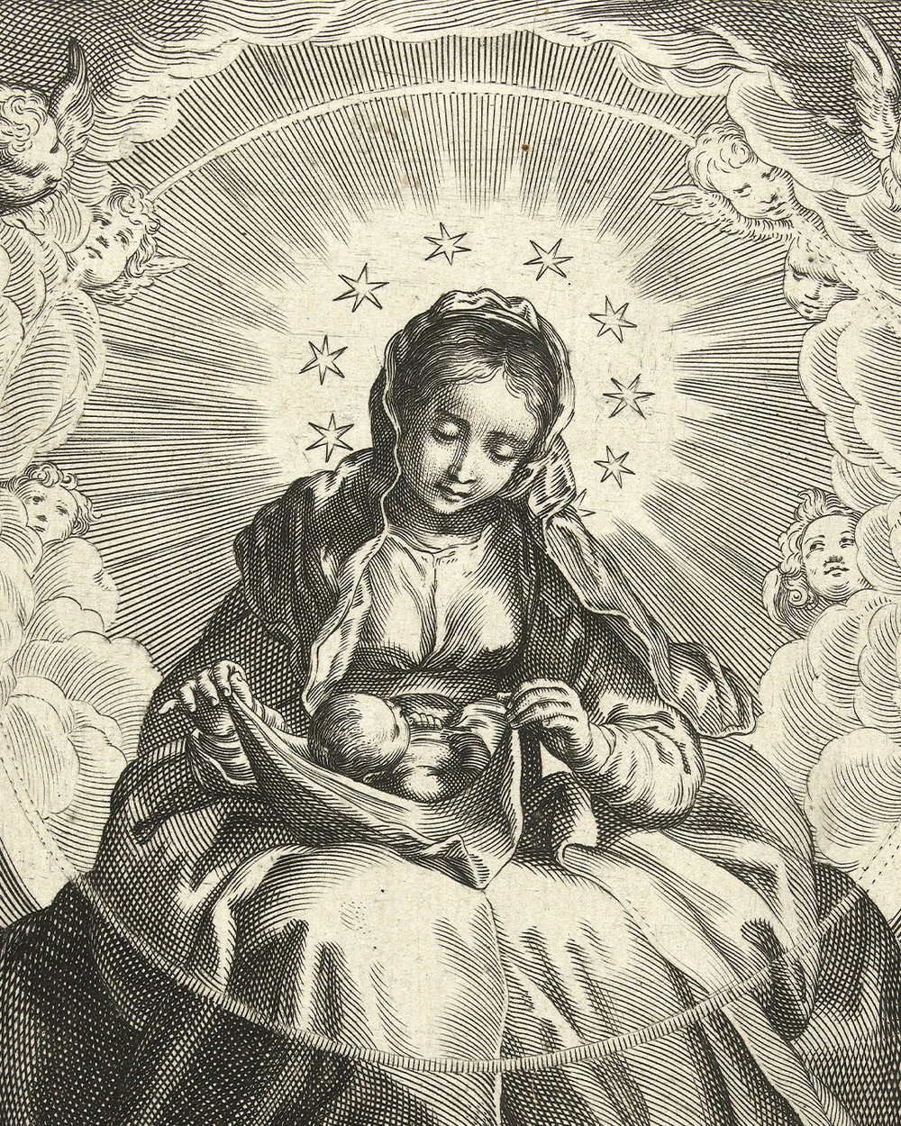 "Madonna sitting on the crescent moon" (1625)