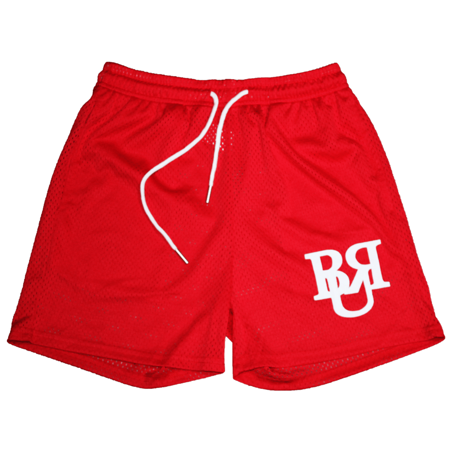 Image of Mesh Logo Shorts (Red and White)