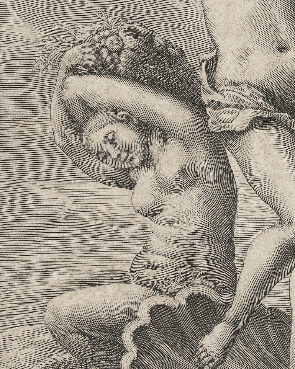 "Venus carried by the wind on her shell at sea" (1590 - 1633)