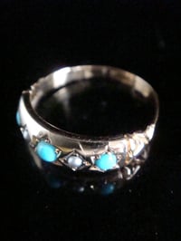 Image 2 of VICTORIAN 15CT YELLOW GOLD TURQUOISE AND PEARL GYPSY 5 STONE STAR RING