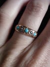 VICTORIAN 15CT YELLOW GOLD TURQUOISE AND PEARL GYPSY 5 STONE STAR RING