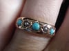 VICTORIAN 15CT YELLOW GOLD TURQUOISE AND PEARL GYPSY 5 STONE STAR RING