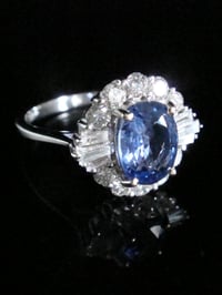 Image 1 of Modern 18ct white gold natural sapphire 1.20ct & diamond 0.80ct cluster ring