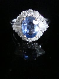 Image 2 of Modern 18ct white gold natural sapphire 1.20ct & diamond 0.80ct cluster ring