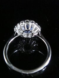 Image 3 of Modern 18ct white gold natural sapphire 1.20ct & diamond 0.80ct cluster ring