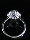 Modern 18ct white gold natural sapphire 1.20ct & diamond 0.80ct cluster ring