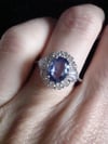 Modern 18ct white gold natural sapphire 1.20ct & diamond 0.80ct cluster ring