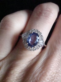 Image 5 of Modern 18ct white gold natural sapphire 1.20ct & diamond 0.80ct cluster ring