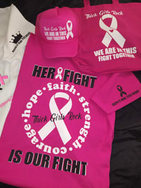 Image 2 of HER FIGHT IS OUR FIGHT BREAST CANCER AWARENESS T-SHIRT/BAG/HAT SET