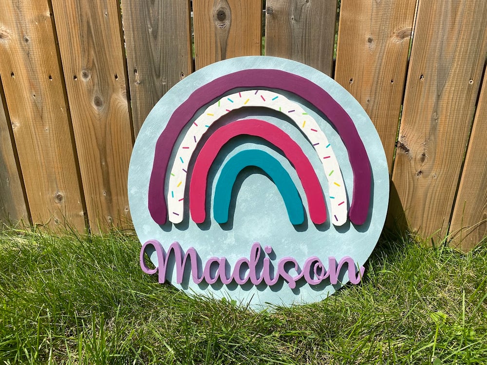Image of Round Rainbow Name Sign