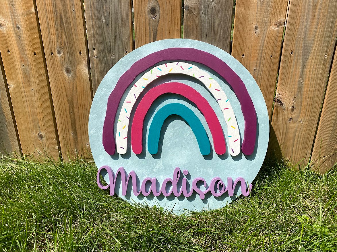 Image of Round Rainbow Name Sign