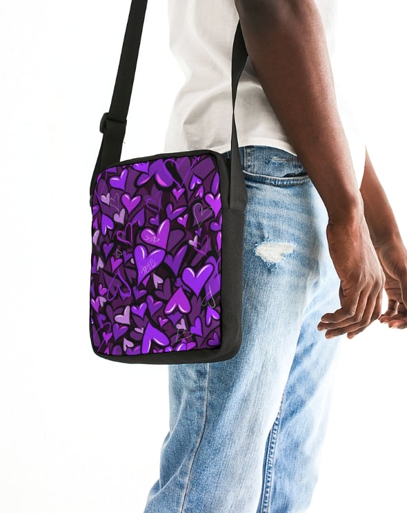 Image of Bee1ne Purple Hearts Messenger Pouch