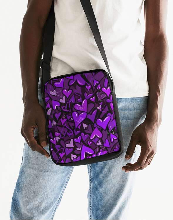 Image of Bee1ne Purple Hearts Messenger Pouch