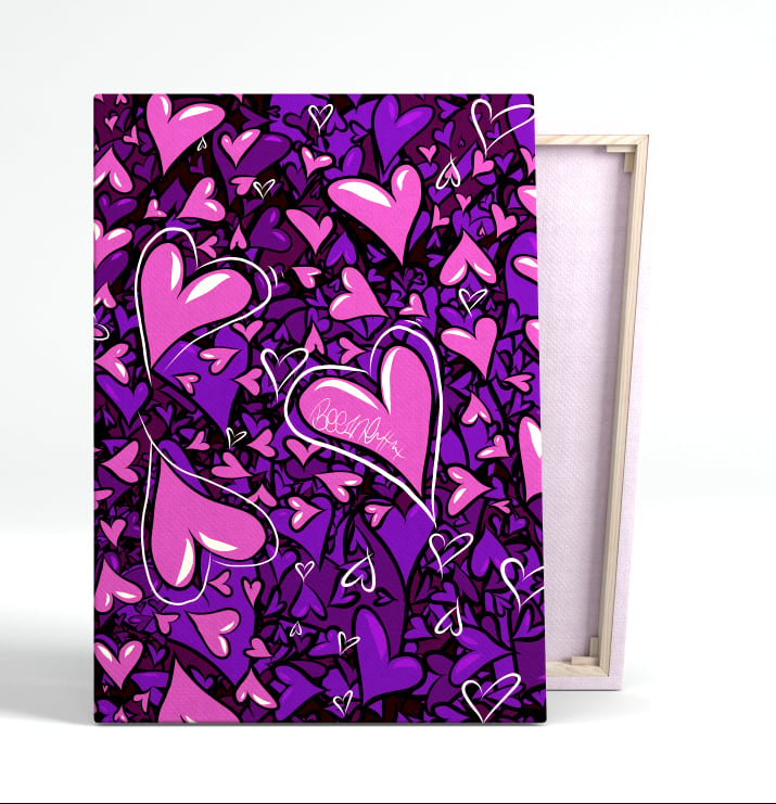Image of Bee1ne Purple Heart Motif Canvas print