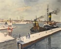 20th Century Swedish School 'Tugs at the Quayside'