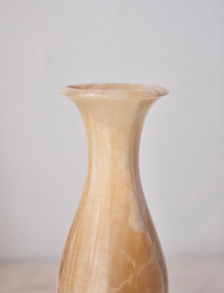 Petit Vase Soliflore En Onyx De Bergama – Sculpture Naturelle – Artisanat Turc