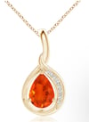  OLIVIA Pear-Shaped Fire Opal and Diamond Loop Pendant