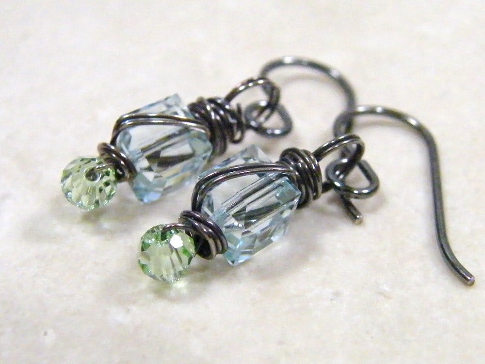 Image of wrapped crystal earrings
