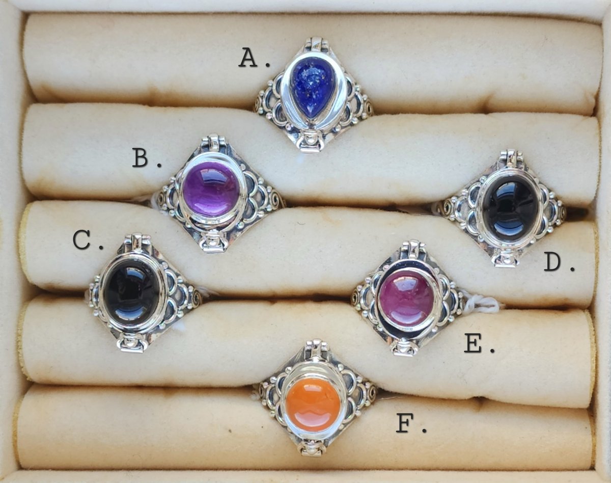 Image of Locket Rings in Gemstones and Sterling Silver