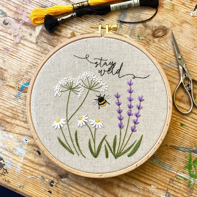 Flower And Bee Embroidery: By Request