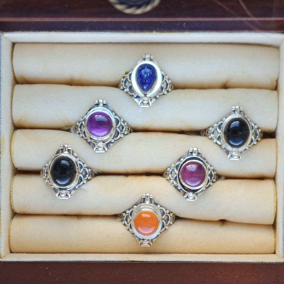 Image of Locket Rings in Gemstones and Sterling Silver