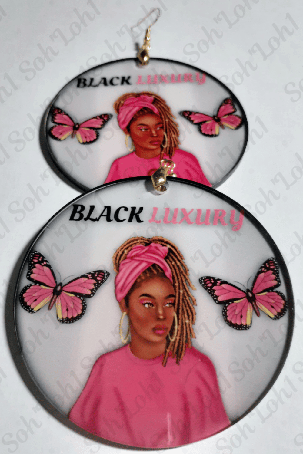 Image of Custom Handmade Black Luxury Afrocentric Earrings