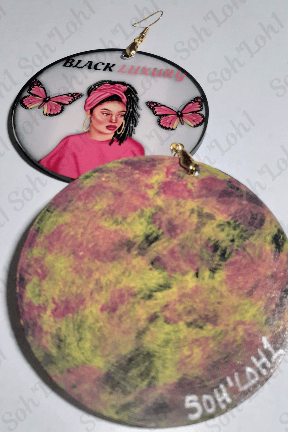 Image of Custom Handmade Black Luxury Afrocentric Earrings
