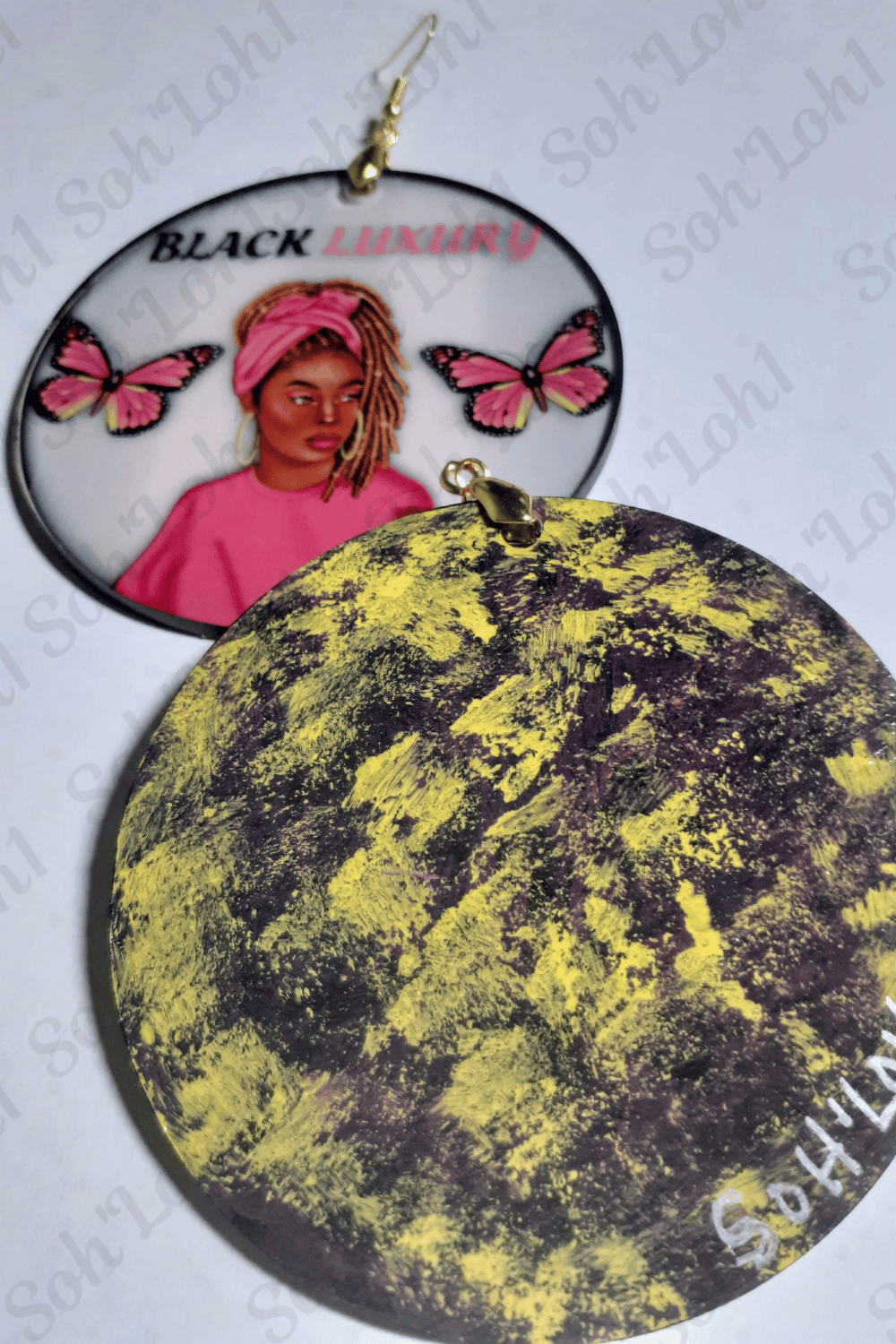 Image of Custom Handmade Black Luxury Afrocentric Earrings